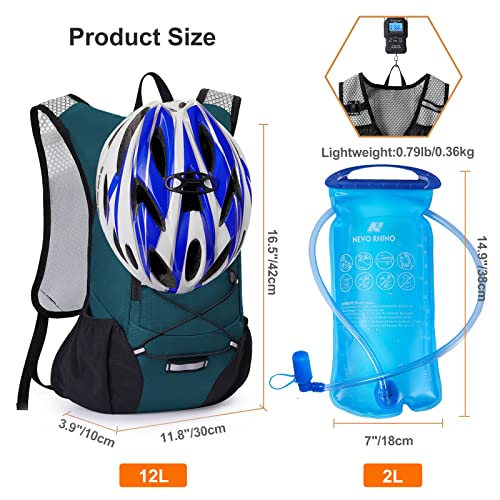 Lightweight Hydration Backpack, Running Backpack with 2L Water Bladder - color: Plaid Dark blue