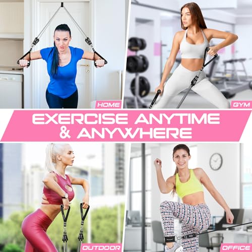 Resistance Bands with Handles, 5 Level Exercise Bands, 150LBS Workout Bands - color: ‎Grey Set