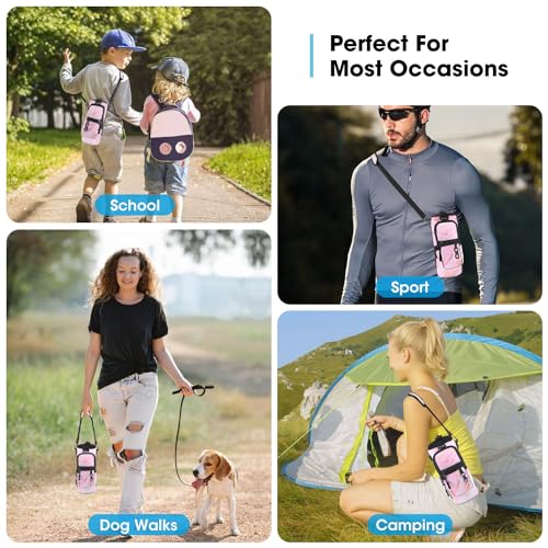 ToLuLu 25/32/40oz Water Bottle Carrier Bag Pocket,Insulated Neoprene Adjustable Shoulder Strap Water Bottle Pouch Case, Crossbody Water Bottle Holder Sling Sleeve for Men Women Adults - color: Pink Marble, size: 25 OZ