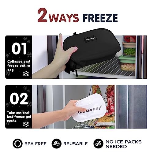 Cerbonny Small Cooler Bag,Freezable Lunch Bag,Built-in ice pack - color: Black