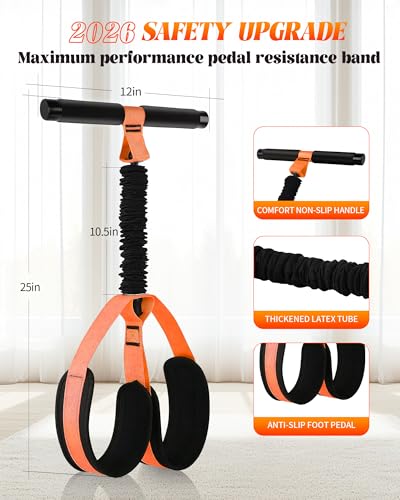 Pedal Resistance Bands with Handles, 2026 Upgraded 55LBS Exercise Bands