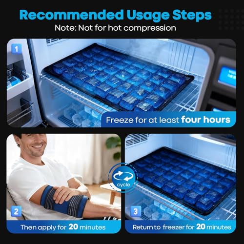 Comfpack Ice Pack for Injuries Reusable, 13.4×8.6" Cold Gel Wrap with Strap