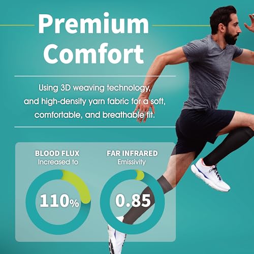 Vital Salveo Graphene Recovery Calf Sleeve - Compression Support for Post-Exercise Recovery,Pain Relief (1 PC) - size: Large
