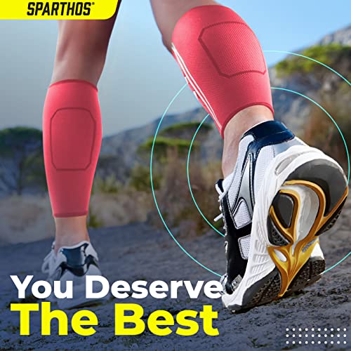 Sparthos Calf Compression Sleeves, Shin Splint Relief Men, Women - Pink-M - color: Flamingo Pink