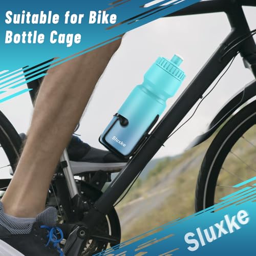 SLUXKE 24oz Cycling Water Bottle 2Pack, 720ml Sports Squeeze Bicycle Bottle BPA Free, Lightweight Fits Most Bike Cages - color: Blue Blue & Black, size: 24 Ounces
