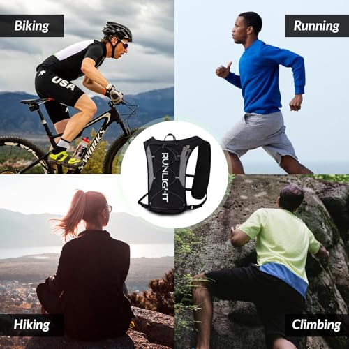 Runlight Running Vest for Women Men, Adjustable Hydration Backpack Breathable Reflective with 1.5L Water Bladder for Hiking, Trail, Running, Marathons, Cycling - color: Black