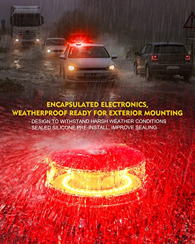 LUMENIX LED Rooftop Mini Beacon Lights Bar, Red - color: Red