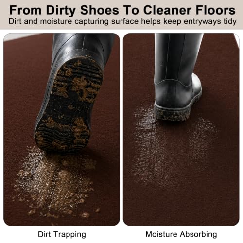 2 x 21 Ft Non Slip Entryway Runner Rug - color: Brown, size: 2' x 21' (Rectangular)