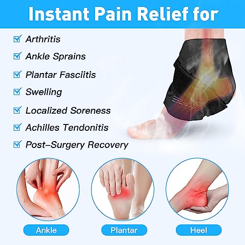 RelaxCoo Ankle Ice Pack Wrap for Swelling, Reusable Gel Ice Pack for Ankle Injuries, Cold Compress Therapy for Foot Pain Relief, Achilles Tendonitis, Plantar Fasciitis, Sprains - style: BLACK 1 PACK