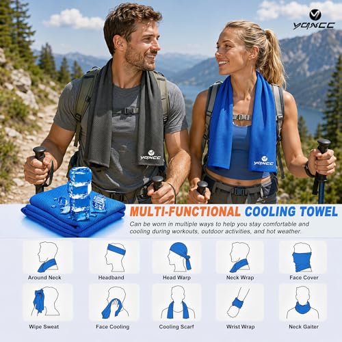 YQXCC 4 Pack Cooling Towels, 40"x12", Ice Cool Towels for Neck & Face - color: Dark Gray, Dark Blue, Rose Red, Green
