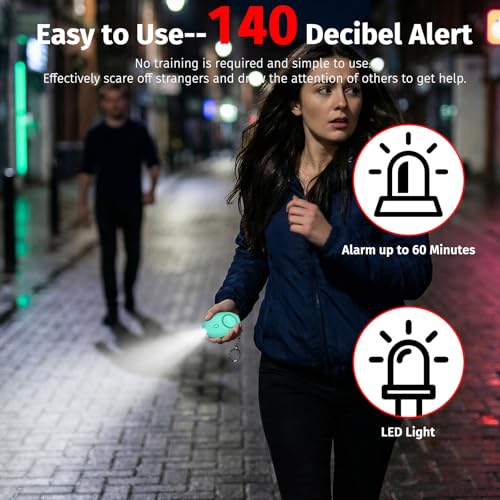 2-Pack Personal Safety Alarm Keychain (Black+Green) - color: Black+Green