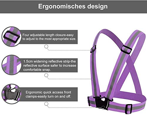 Chiwo Reflective Vest Running Gear 2Pack, High Visibility Safety Vest - color: Blank Purple