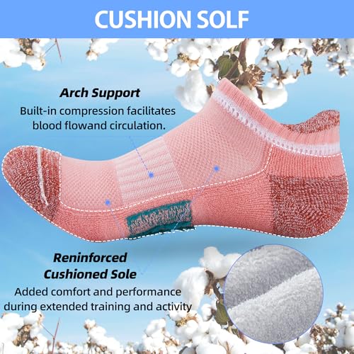 ATBITER Women's Ankle Socks Cushioned Running Athletic No Show Socks-6Pairs - color: 6pairs Colorful-cute, size: 10-12