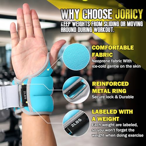 Wrist Weights with Thumb Loops Lock for Men Women Weighted Gloves - color: Light Blue, size: 2 lb Each (4 LBS Total)