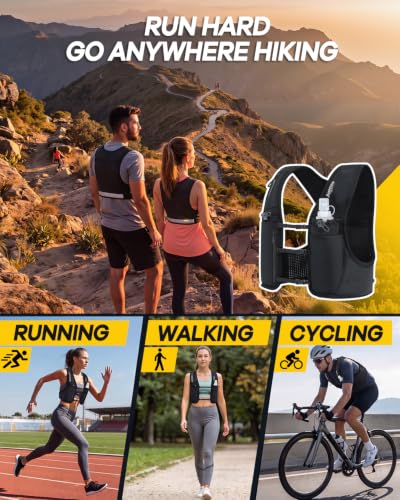 Running Vest for Women Men, Lightweight Reflective Hydration Vest with 500ML Soft Flask, Adjustable Running Backpack Run Vest Water Bottle for Runner Marathon - size: Medium-Large