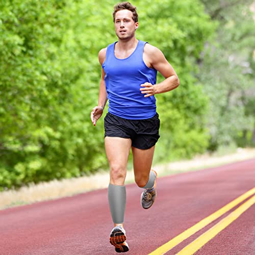 Chivao 2 Pairs Calf Brace Adjustable Shin Splint Support Lower Leg Compression Wrap Calf Sleeves for Men Women Pain Relief, Increases Circulation Reduces, Muscle Swelling(Gray, Black) - color: Gray, Black