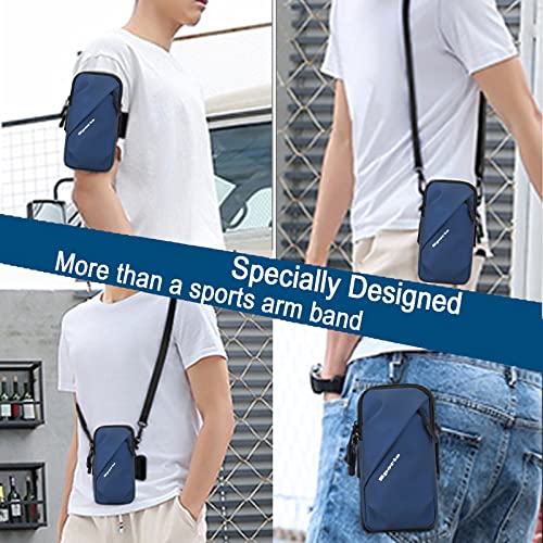 Prime Comfort Phone Holder Armband, Small Crossbody Shoulder Holsters Bag with Arm Band, Fits iPhone and Android, Use for Running, Walking, Hiking & Biking (6.7 Inches, Blue) - color: BLUE