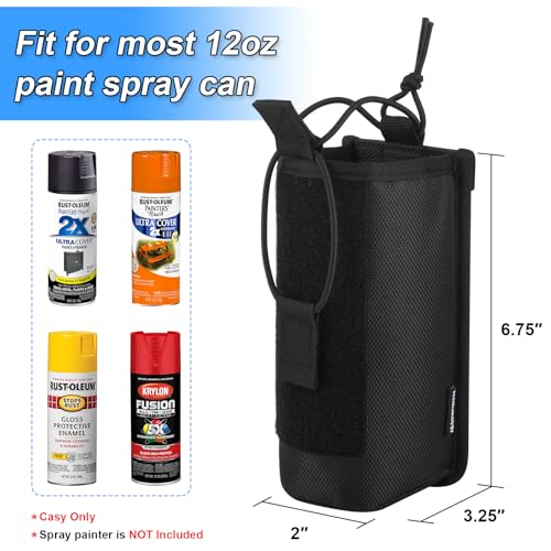 1680D Black Spray Can Belt Holster, 1 Pack Spray Bottle Holder with Metal Belt Clip for 12Oz 2X Ultra Cover Spray Paint (Case Only)