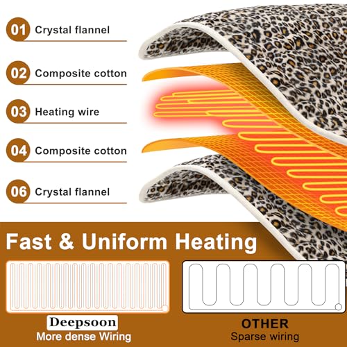 Heating Pad,Heated Blanket,Heating Pad for Back Neck,LeopardPrint,33x17 in - color: Leopardprint, size: 33x17 Inch