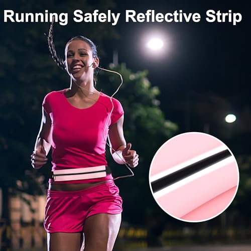 Running Belt Fanny Pack Men and Women Slim Running Bag Money Belt - color: Peach