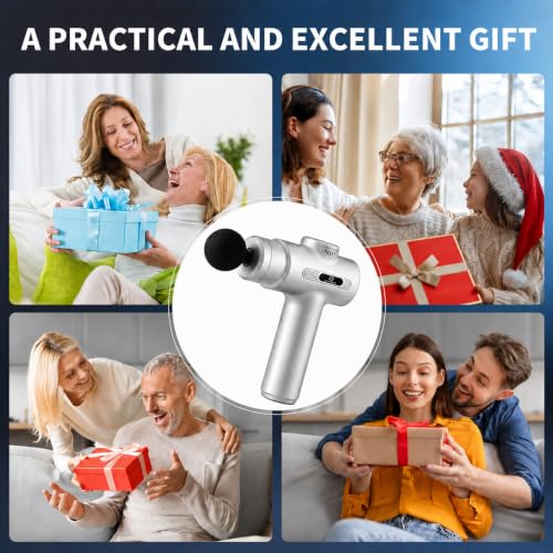 Massage Gun Deep Tissue, Handheld Neck Massager, Portable - 6 Adjustable Vibration Levels, Electric Back Massagers for Athletes, Home & Gym, Mothers Day Gifts (Silver) - color: Silver