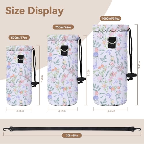 RICHEN Neoprene Water Bottle Carrier Bag with Adjustable Shoulder Strap,Insulated Water Bottle Cover for Stainless Steel/Glass/Plastic Bottles - color: BC55, size: 750ml