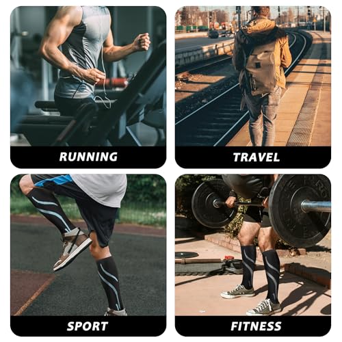 fenglaoda 3 Pairs Compression Socks for Women & Men Knee High Nurse Pregnant Cute Medical Running Travel Athletic - color: 00-3pairs-17, size: Large-X-Large