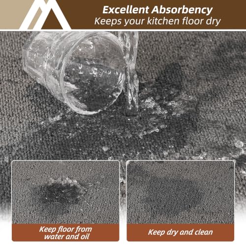 COSY HOMEER Washable Kitchen Rugs Sets of 2 Non-Slip Kitchen Mats,Grey - color: Grey, size: 24"x35" + 24"x60"