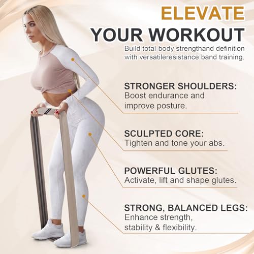 Arrowbash 40" Long Fabric Resistance Band for Working Out Women Men Non-Slip Exercise Stretch Band with Bag for Stretching Exercise, Yoga, Home Fitness(Medium Brown, 45lbs)