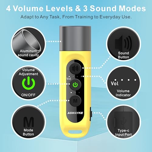 Electronic Whistle Highest IPX5 Maximum Sound 125db Battery 1000mAh Blue for Coaches Teacher, Sports Whistle - color: Yellow