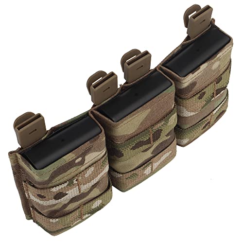 Triple Molle Mag Pouch 5.56 Tactical Open Top Magazine Holder Carrier with Quick Release Magazine Pouch Insert - color: CP