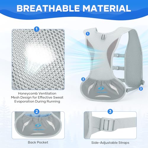 Maelstrom Running Vest, Lightweight Hydration Pack with 500ml Soft Flask - color: Gray