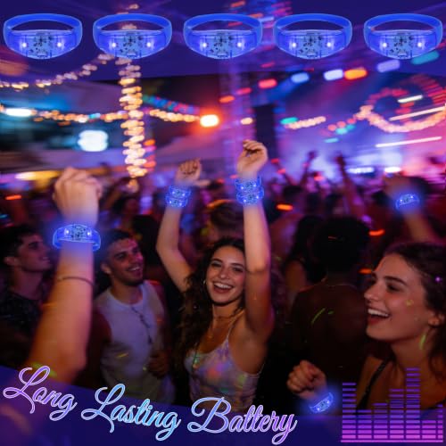 150 Pcs LED Glow Bracelets Sound Activated Light Up Bracelets for Adults Glow in the Dark Party Supplies Birthday Party Favors for Christmas, Halloween, Rave, New Year, Concert - color: Blue