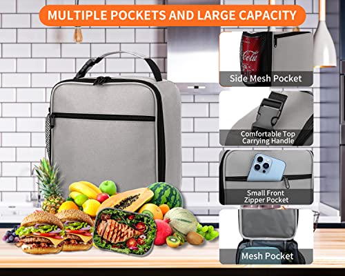 ZM-YOUTOO Lunch Box for Men - Reusable Lunch Bag Men Adult Women- Insulated Small LunchBox (Light Gray) - color: Light Gray