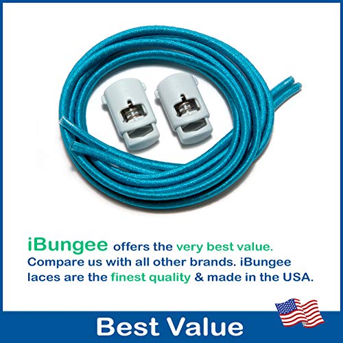 IBUNGEE LACES (Elastic No Tie Shoelaces (Made in the USA) - color: Teal, size: 22-inch