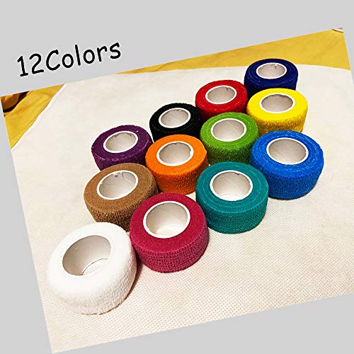 12 Pack Self Adhesive Bandage Wrap, 1" x 5 Yards, Cohesive Athletic Tape - size: 1x180 Inch (Pack of 12)
