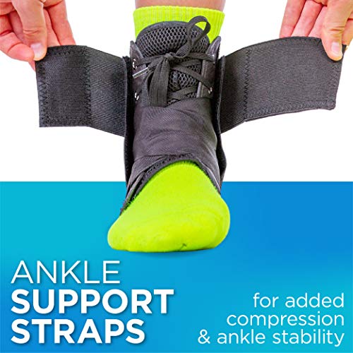 BraceAbility Sports Ankle Brace - Best Lace Up Figure 8 Sprained, Rolled or Twisted Active Support Wrap Stabilizer Splint for Basketball, Volleyball, Soccer, Working Out, Running Pain Treatment (S) - size: Small