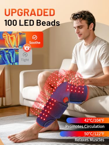Red Light Therapy Wrap for Knee & Calf 100 LEDs with Soothing Vibration