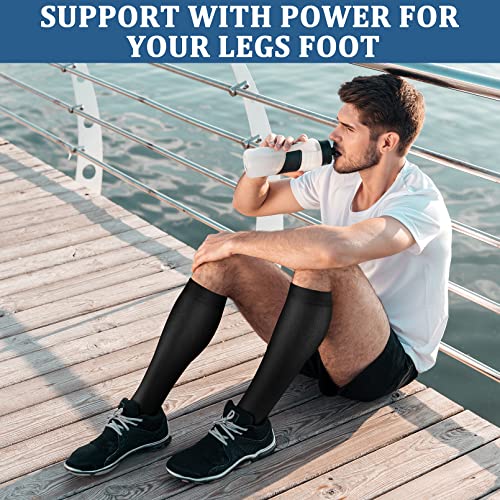 FEYHAY Copper Compression Socks (3 Pairs) 15-20 mmHg Circulation is Best Athletic & Daily for Men & Women, Running, Climbing - color: 05 Black, size: Large-X-Large