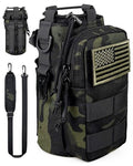 DEFUNX 32 Oz Water Bottle Holder with Strap Bottle Carrier Bag with Phone Pocket MOLLE System for Walking - color: Camo Black