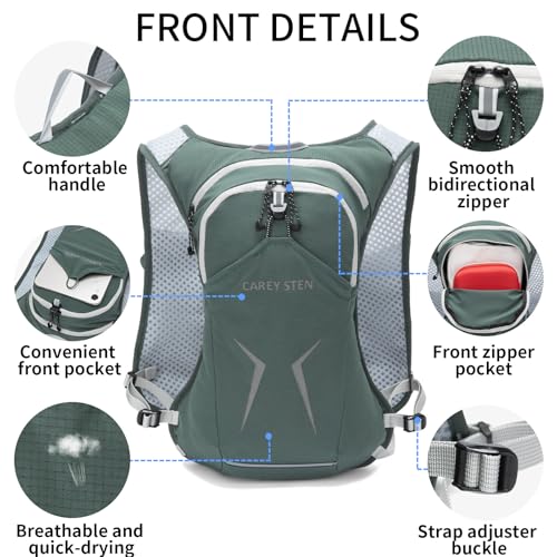 Carey Sten Lightweight Hydration Backpack Running Vest with 1.5L Water Bag - color: Olive green