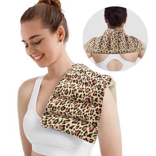 Microwave Heat Pad for Pain Relief, 8 x 16 Warm Compress Wrap - color: Heat Pad04 -Leopard Print