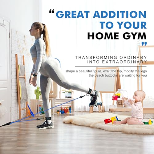HPYGN Resistance Bands with Handles, 150 lb Exercise Bands for Home Workout - color: 2-blue, style: 150LBS