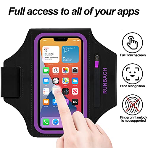 Armband for Samsung Galaxy S26/S25/S24/S23/S22/S21/S20/S10/S9/S8,Galaxy A01/A8/A10e/A20e/A41/M01/Xcover 5,Water Resistant Sport Armband with Zipper Slot for Galaxy Buds (Purple) - color: Purple