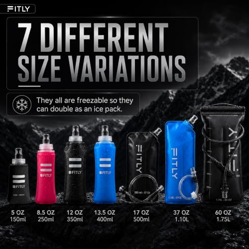 FITLY Soft Flask Running Water Bottle - Collapsible Hydration Flask - color: Black, size: 5 Ounces