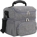 FlowFly Double Layer Cooler Insulated Lunch Bag Adult Lunch Box Large Tote Bag for Men, Women, With Adjustable Strap,Front Pocket and Dual Large Mesh Side Pockets - color: Gray