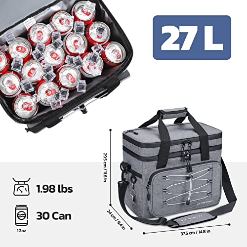 Maelstrom 24/30/60 Can Soft Cooler Bag, Double Deck Portable Ice Chest - color: Grey, size: 30 Can