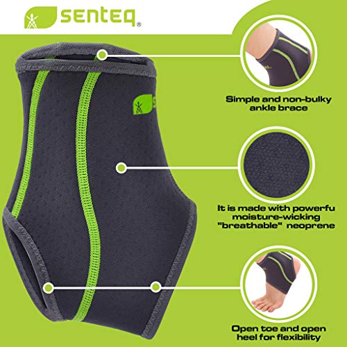 SENTEQ Ankle Brace for Men & Women- Compression Support for Sprained Ankles & Plantar Fasciitis, Elastic Neoprene Slim Sleeve for Jogging & Running, Ankle Stabilizer and Support for Walkers (X- Large) - size: X-Large