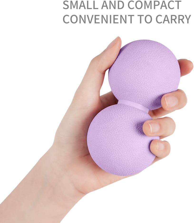 Double Lacrosse Peanut Massage Ball for Deep Tissue Pain Relief - Micro-Elastic Myofascial Roller Ball for Back and Neck, Foot and Physical Therapy (Purple) - color: Purple