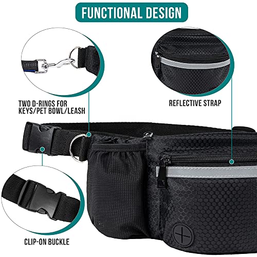 PetAmi Dog Fanny Pack, Treat Pouch for Dog Walking Training, Black - color: Black